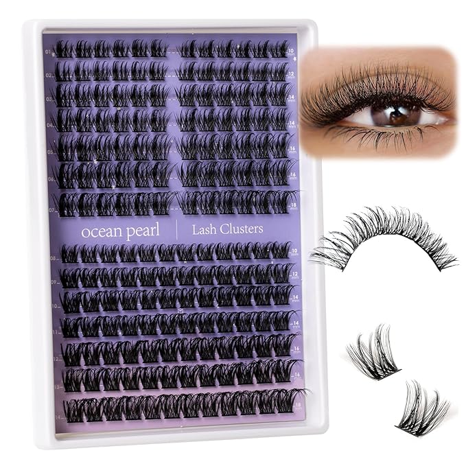 Ocean Pearl Lash Clusters Kit 168pcs,Eyelashes,spike-effect cluster lashes,10-18mm manga/anime-inspired lashes clusters,DIY Cluster Eyelash Extensions kit with lash bond+seal+remover+tweezers-M37+M30
