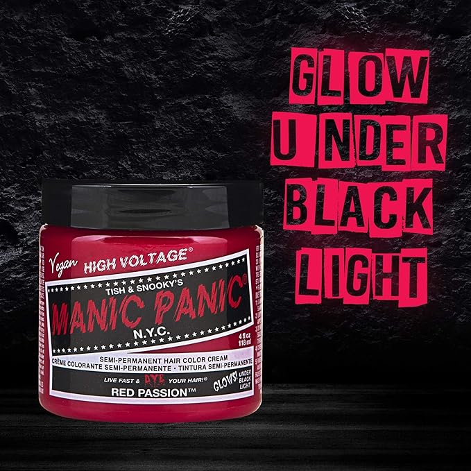 MANIC PANIC Classic Red Passion Semi Permanent Hair Color - Medium Cherry Red Hair Dye for Women & Men That Lasts 4-6 Weeks - Vegan, Ammonia & Cruelty-Free - Create & Mix Custom Shades (4oz)