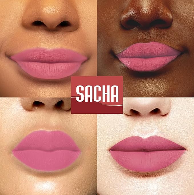 Sacha Cosmetics Intense Matte Lip Velvet Liquid Lipstick, Long-Lasting Velvet Matte Finish, 0.2 fl.oz Prim And Proper