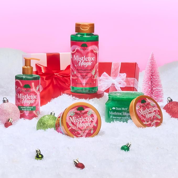 Tree Hut Mistletoe Magic Shea Sugar Scrub, Exfoliating & Hydrating Body Scrub with Shea Butter, Holiday Gift & Stocking Stuffer, 18 oz