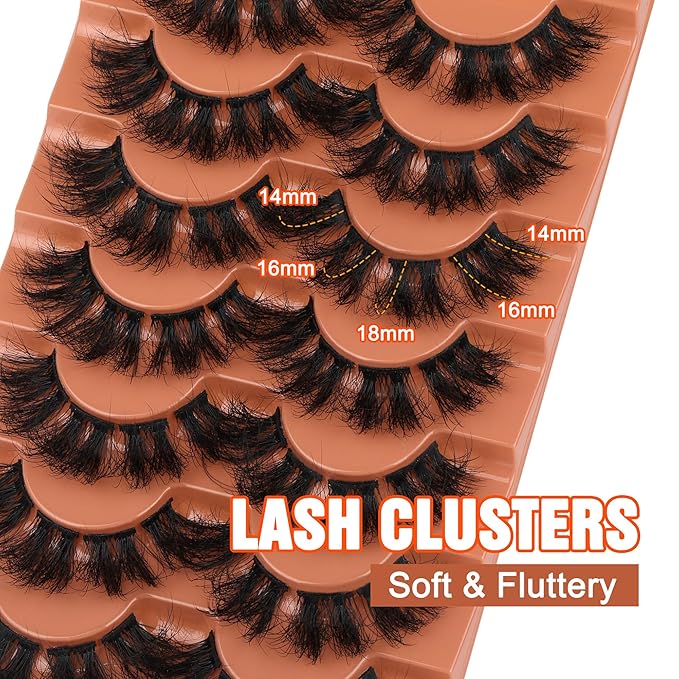 Cluster Lashes Mink Full False Eyelashes Long Volume Individual Lashes Dramatic Eyelash Extensions DIY Fluttery Fake Lashes by Eefofnn