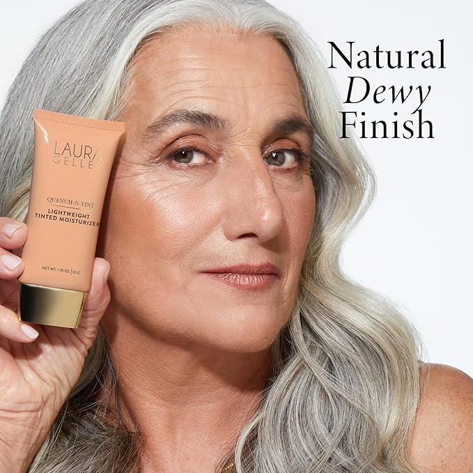 LAURA GELLER NEW YORK Quench-n-Tint Hydrating Foundation - Medium/Deep - Sheer to Light Buildable Coverage - Natural Glow Finish - Lightweight Formula with Hyaluronic Acid