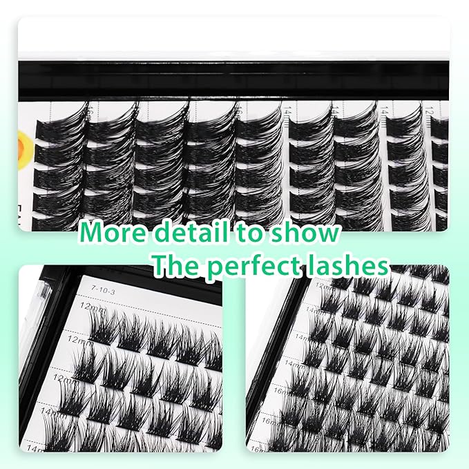 Bodermincer Lash Clusters D Curl Black/Brown/Colored Lashes 10-12-14/12-14-16/16-18-20mm Mixed Lash Clusters Kit For Beginner (M01# 10-12-14mm Mixed)
