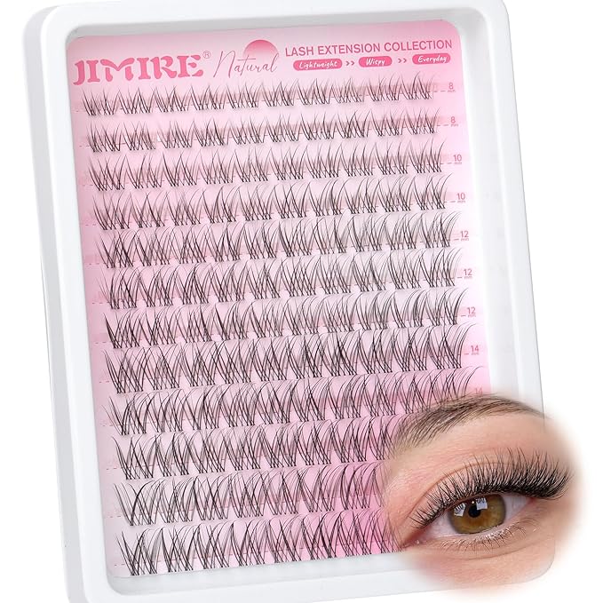 JIMIRE Lash Clusters Wispy Eyelash Clusters Natural Cluster Eyelash Extensions 8-16MM Spiky Lash Extensions Easy to Apply Pestañas Postizas Naturales DIY at Home