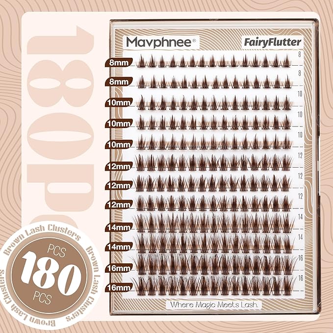Manga Lash Clusters Brown Eyelash Individuals Anime Spiky Cluster Eyelash Extensions Dark Brown Fairy Lash Extensions Fluffy Wispy DIY Cluster Lashes CC Curve Everyday Cosplay 8-16MM DIY Lash Pack