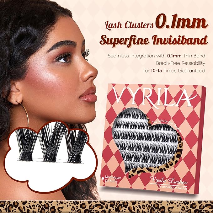 Lash Clusters 0.05mm PBT Fiber Eyelash Clusters, 0.1mm Superfine Invisiband D Curl Diy Lash Extension, 72pcs 8-16mm Individual Lashes Clusters Like Eyelash Extensions (Exotic-D-8-16Mix)
