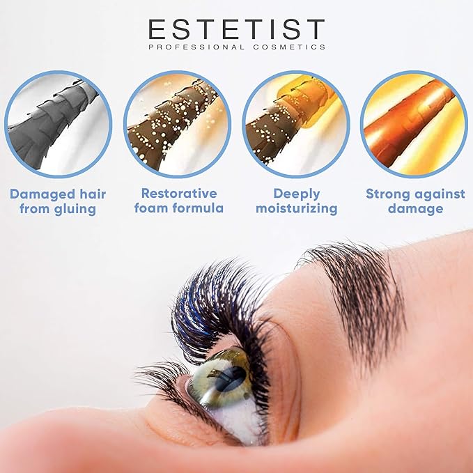ESTETIST Eyelash Extension Shampoo & Brush Kit, Lash Wash & Foaming Cleanser for Extensions, Gentle Lash Cleaning Kit for Home or Salon Use, Oil-Free, Suitable for Sensitive Eyes