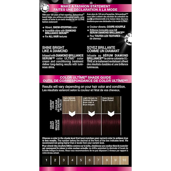 Schwarzkopf Color Ultime 5.89 Radiant Plum Hair Dye, Permanent Intense Black with Diamond Brilliance, Fade-Resistant, Covers Grays, All Hair Textures