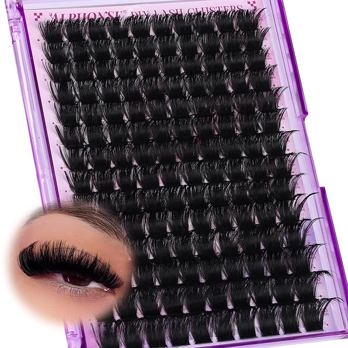 Lash Clusters Volume Eyelash Clusters 12-20mm Wispy Individual Lashes 200D Thick Lashes Clusters Mega Cluster Eyelash Extensions D-Curly Cluster Lashes 140pcs Lash Extension DIY at Home by ALPHONSE