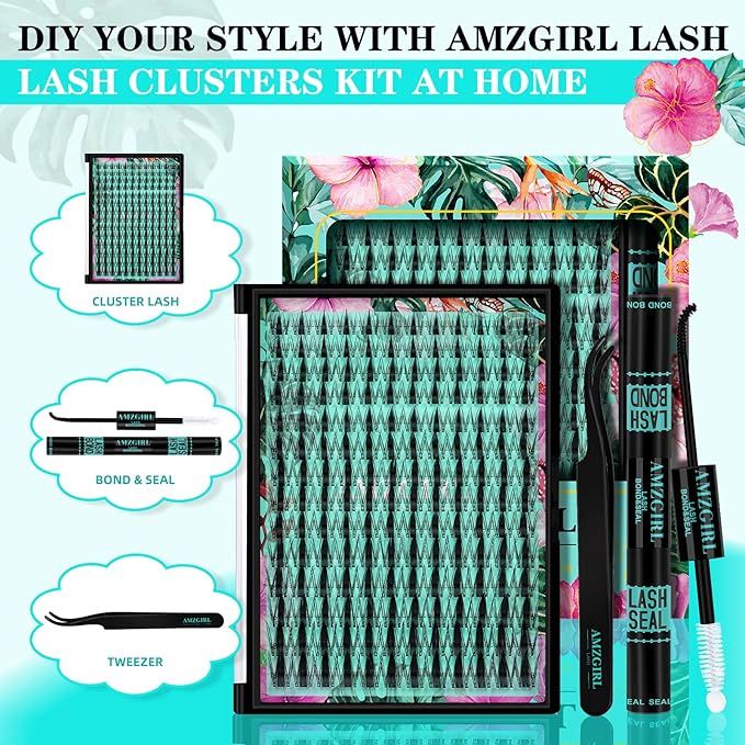Lash Clusters Kit 168pcs Manga Lash Extension Kit Anime Cluster Lashes Natural Look with Waterproof Lash Bond and Seal Lashes Wet Look Ultra-Thin Invisible Lash Band(Autumn Leaves-Kit,D-10-18mm)