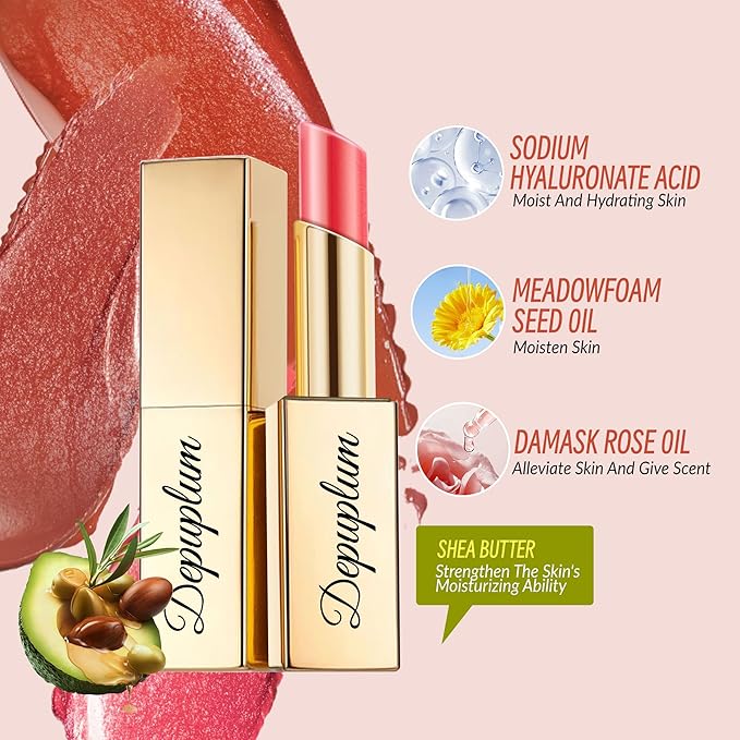 Nude Pink Lipstick Moisturizing for Women Shimmer Tinted Lip Balm Hydrate Nourish Lip Gloss Cruelty Free Lip Makeup, ZG114 New Moon