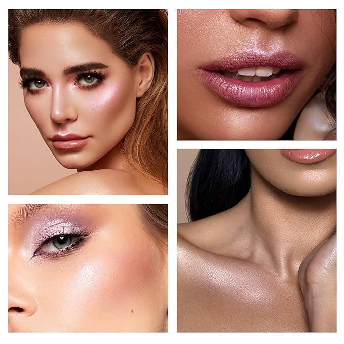 Boobeen Highlighter Makeup Highlighter Palette Powder Shimmer Facial Illuminator Bronzer Palette Waterproof Long Lasting