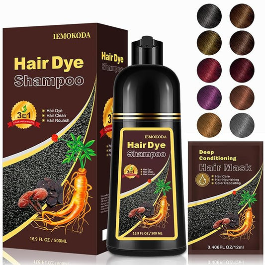 Chestnut Brown Hair Dye Shampoo for Women & Men - 3-in-1 Coloring, Conditioning & Gray Coverage, Instant Color Shampoo Hair Dye, Gentle Covers Gray Hair in Minutes, Color Treated Hair, 16.9 Fl Oz