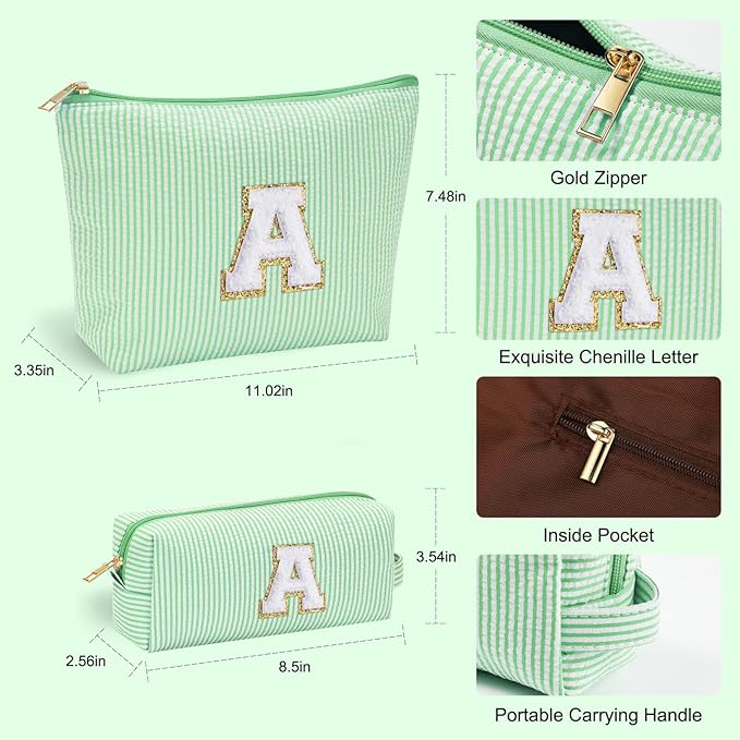 YOOLIFE Cute Makeup Bag for Girls Women Cosmetic Bags for Girls | Initial Make Up Bag | Personalized Gifts for Women Her | Bridal Shower Gifts | Christmas Gifts for Girls | Tween Girls Trendy Stuff S