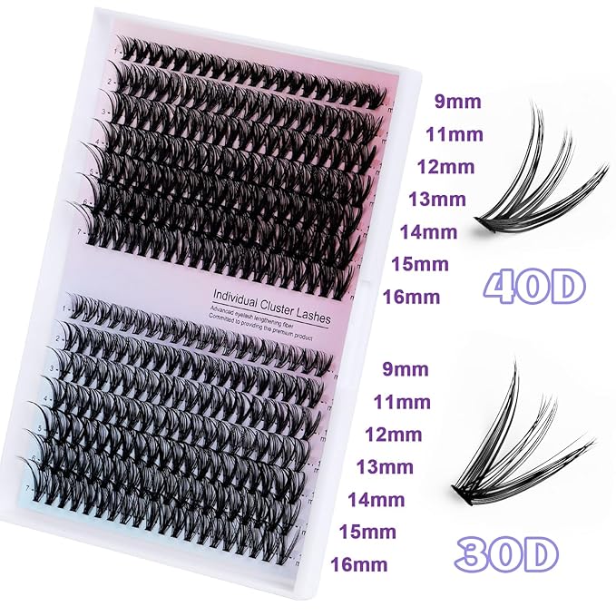 lash clusters Natural Lash Clusters Wispy Cluster Eyelash Extensions C-Curly Individual Lashes Natural Look DIY Lash Extension Wispy Eyelash Clusters Wide-Span Band 9-16MM (DD16-MIX01(30P+40P))