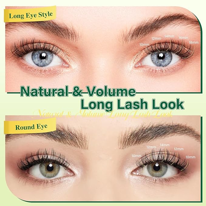 KEYYOULASH Lash Clusters Natural& Wispy Eyelash Clusters D Curl 144pcs 8-18mm Lashes Clusters Fluffy Eyelash Extensions for Beginner DIY Thin Band Cluster Lashes at Home(KY02-8-18MIX)