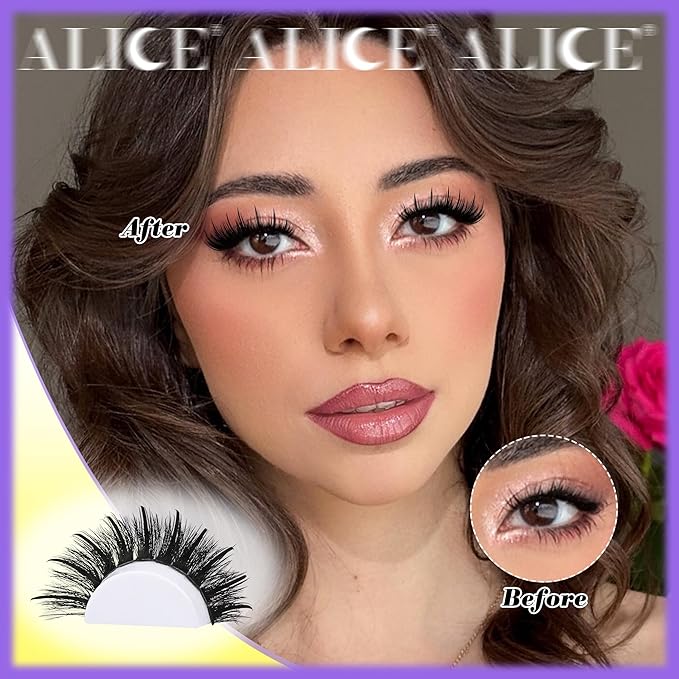 ALICE Wispy Lash Clusters Kit 100D Thick Volume Eyelash Clusters Kit Manga Eyelash Extension Kit Russian D-Curly Individual Lashes Kit with Lash Glue, 228pcs Spiky Lash Extensions, Tweezers