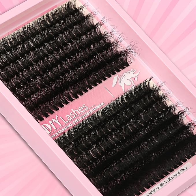 Lash Clusters Volume Eyelashes 280 Pcs Individual Eye lash Clusters 60+80D Cluster Lashes Wispy volume Lash Clusters D curl Makeup at Home - DIY Eyelash Clusters Extension Kit (12-20MM) Mix