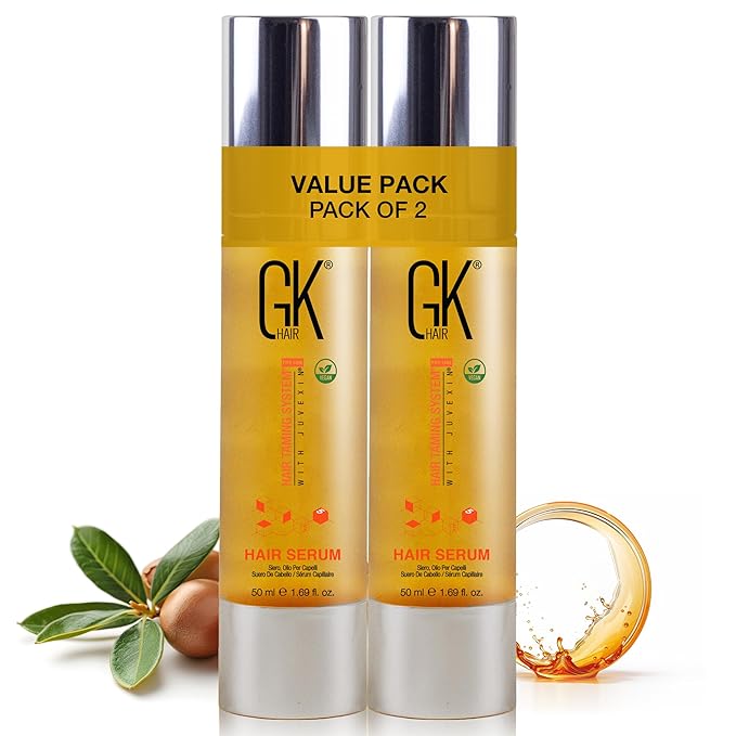 GK HAIR Oil For Frizzy Hair- Anti Frizz Hair Seurm - Perfect Lightweight Hair Oil For Keratin,Frizzy,Curly, Dry & Damaged ends- Paraben, Phthalate and Sulfate Free Pack of 2 (1.69 Oz)