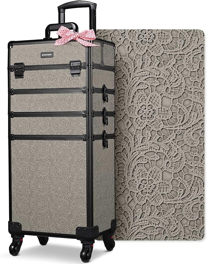 BYOOTIQUE Rolling Makeup Cases Organizer Nail Tech Storage Cart Hairdressing Brush Bags False Eyelash Storage for Beauty Salon Traveling Beautician Manicurist Hairstylist,Rococo GainsBoro