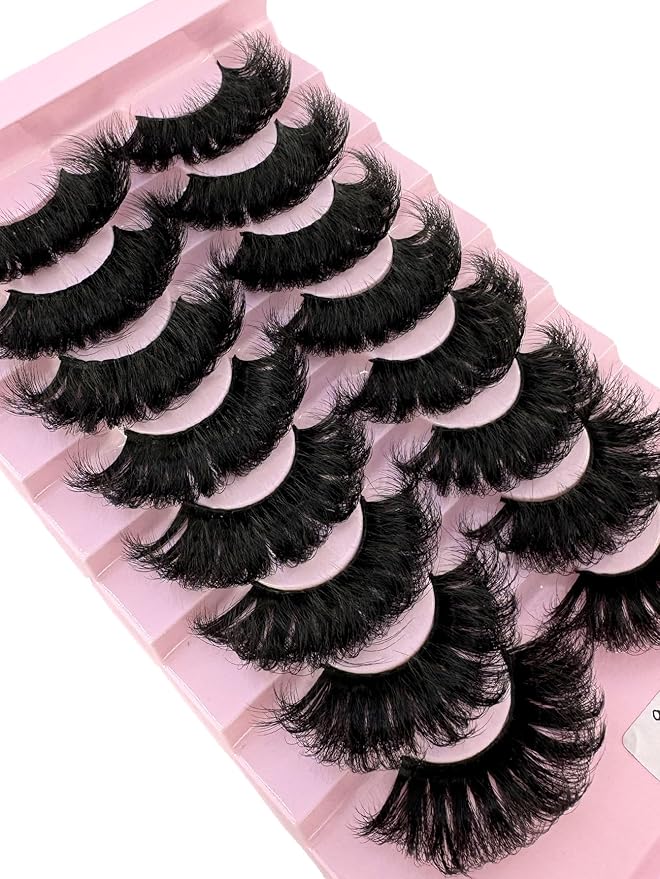 HBZGTLAD Mink Lashes Fluffy False Eyelashes 25mm Dramatic Faux Mink Eyelashes Natural Look Cat Eye Volume Eye Lashes Multipack (9D-30)