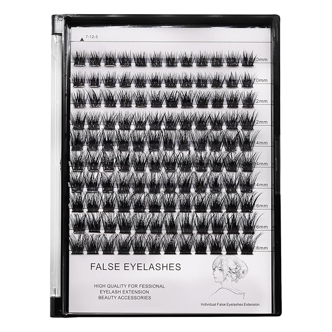 Bodermincer 120 Clusters 10mm+12mm/12mm+14mm/14mm+16mm Mixed Wide Cluster False Eyelash Individual Cluster EyeLashes Grafting Fake False Eyelashes Eyelash Extension (Black 10-12-14-16mm Mixed)