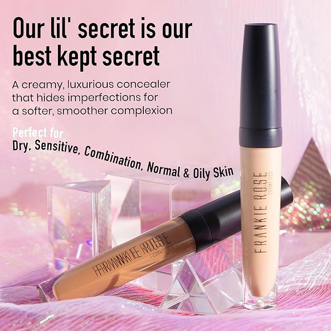 Frankie Rose Cosmetics Our Lil’ Secret Concealer - Full, Long Lasting Coverage for Dark Circles and Fine Lines - Easy to Blend - Soft, Smooth Complexion - Fresh