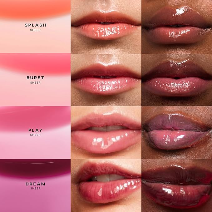 Saie Glossybounce - Hydrating Lip Gloss and Tinted Lip Oil Hybrid with Hyaluronic Acid & Jojoba Oil for Non-Sticky, Ultra-Shiny, Plump & Soft Lips - Everyday Makeup Essential - Burst (.17 oz)