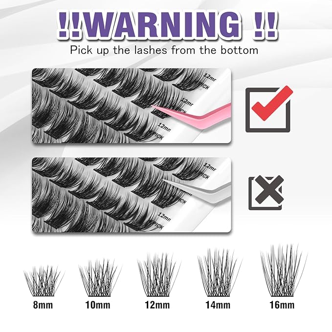 Fluffy Lash Clusters, 156 Lightweight Clusters Individual lashes, 8-16mm Individual Lashes DIY Cluster Lashes Extension Soft Comfortable False Eyelashes (Volume-Mixed)
