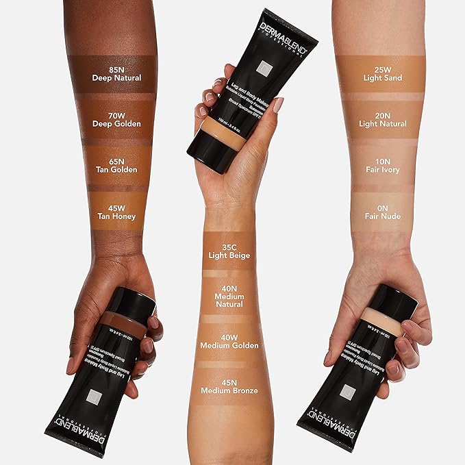 Dermablend Leg and Body Makeup Foundation with SPF 25, 10N Fair Ivory, 3.4 Fl. Oz.