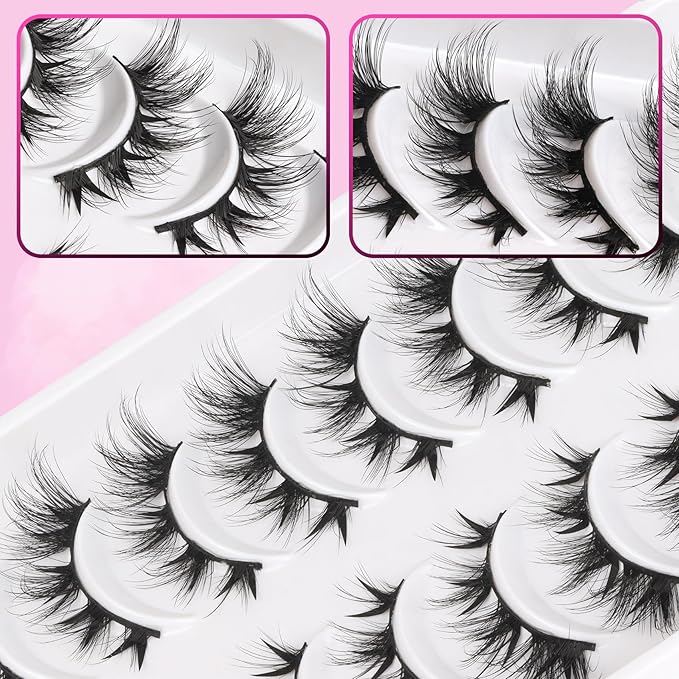 Veleasha Manga Lashes Cat Eye Lashes with Spiky V Shape Clusters 7-16MM C Curl Anime False Eyelashes 100% Handmade Luxurious Faux Mink Eyelashes (Spiky03)