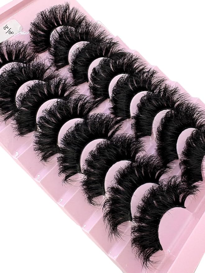 HBZGTLAD Mink Lashes Fluffy False Eyelashes 25mm Dramatic Faux Mink Eyelashes Natural Look Cat Eye Volume Eye Lashes Multipack (9D-30)