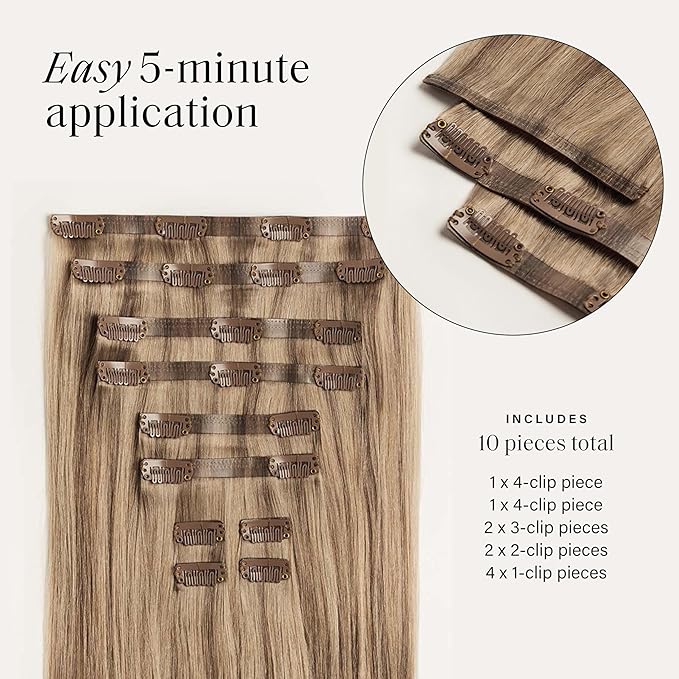 Luxy 100% Remy Human Hair - Seamless Clip-In Hair Extensions - Multi-Dimensional Color for Natural Blending, Adds Volume & Length 180 grams 20" Dimensional Natural Blonde