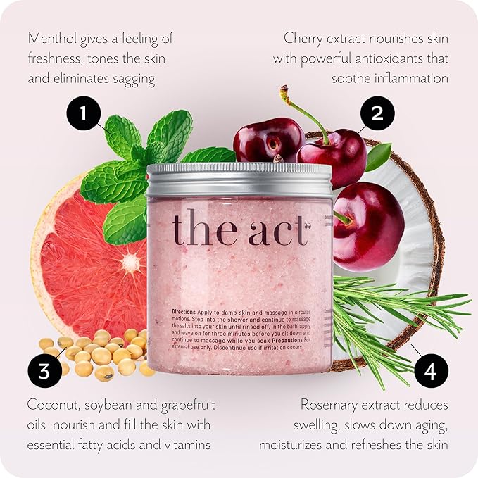 Detox Organic Body Scrub with Himalayan & Sea Salt - Anti Cellulite Nourishing Restores Cleanser Scrubs for Legs, Feet, Hands - Gifts for Women Men, Home Spa Care, Vegan (10.58 Oz, Grapefruit)