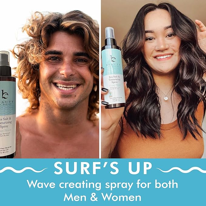 Beauty by Earth Sea Salt Spray for Textured Beach Waves & Volume - USA Made with Organic Ingredients, Texturing & Volumizing Spray for Fine Hair for Men & Women