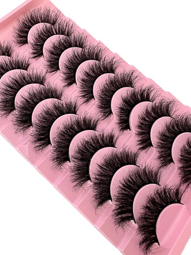 HBZGTLAD New 10 Pairs 3D Mink Lashes False Eyelashes Handmade Wispy Fluffy Long Lashes Natural Eye Makeup Tools Eye Lashes (823)