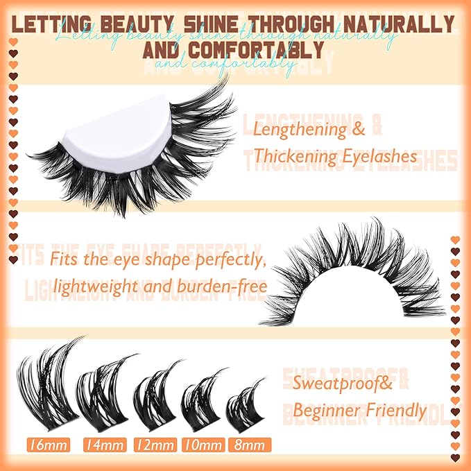 Wispy Lash Clusters Natural Eyelash Clusters Volume Lash Extensions C Curly Lashes Clusters DIY 126pcs Cluster Eyelash Extensions 8-16mm Cluster Lashes Extensions with Thin Band by Ruairie