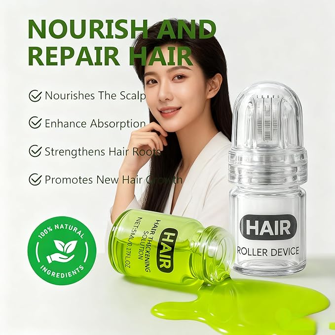 Hair Growth Serum for Men & Women - Advanced Hair Regrowth Treatment with Ginseng, Biotin & Keratin - Strengthens Roots, Reduces Breakage, Promotes Thicker & Fuller Looking Hair