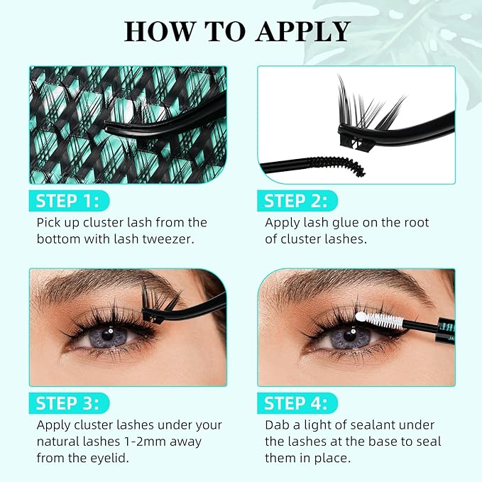 Lash Clusters Manga 168Pcs Eyelash Cluster Wet Look Ultra-Thin Invisible Lash Band Eyelashes Extensions Spiky Anime Wide Span Lashes(Kitten,D-10mm)
