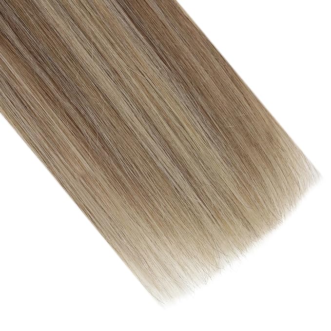Full Shine U Tip Hair Extensions Real Human Hair 18 Inch Ktip Human Hair Extensions Balayage Color 3 Fading to 8 Ash Brown and 22 Blonde Fusion Extensions 50 Grams Pre Bonded Remy Hair for Wedding