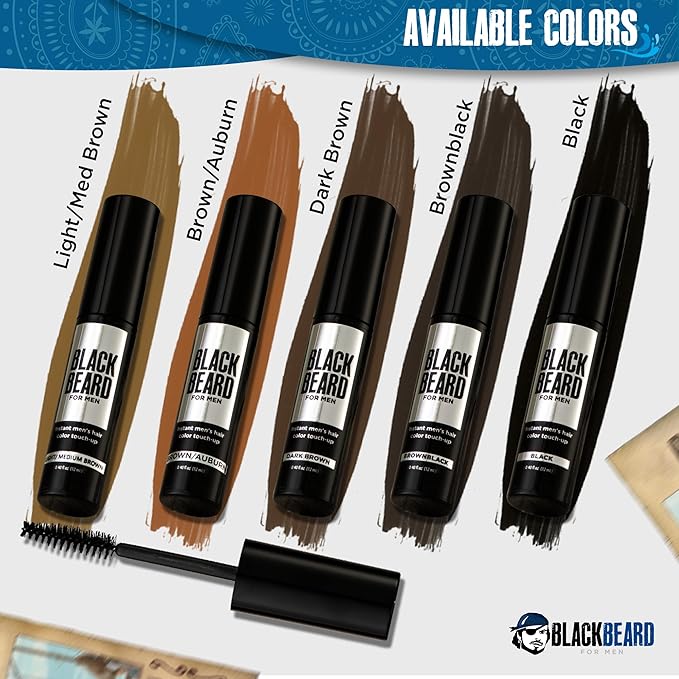 Blackbeard for Men Instant Beard Color – All Day Beard, Mustache, Eyebrow, and Sideburns Color – Temporary, Hypoallergenic Beard Dye Alternative – Up to 45 applications – Brown/Auburn, 1 Pack