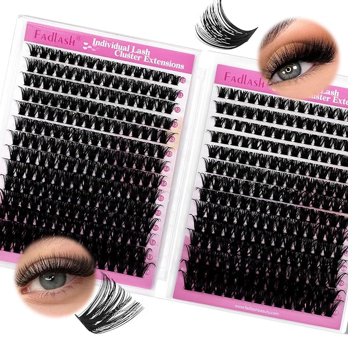FADLASH Fluffy Lash Clusters 80D+100D Eyelash Clusters D Curl Clusters Eyelash Extensions 10-18mm Individual Lashes Natural and Volume Lash Extensions