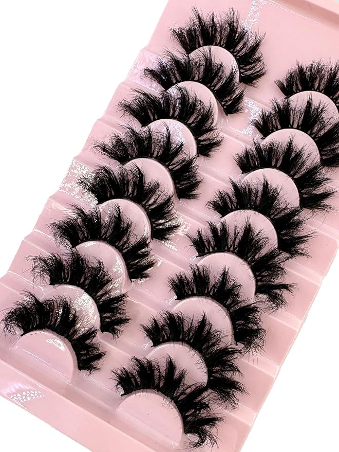 HBZGTLAD Mink Lashes Fluffy False Eyelashes 25mm Dramatic Faux Mink Eyelashes Natural Look Cat Eye Volume Eye Lashes Multipack (9D-24)