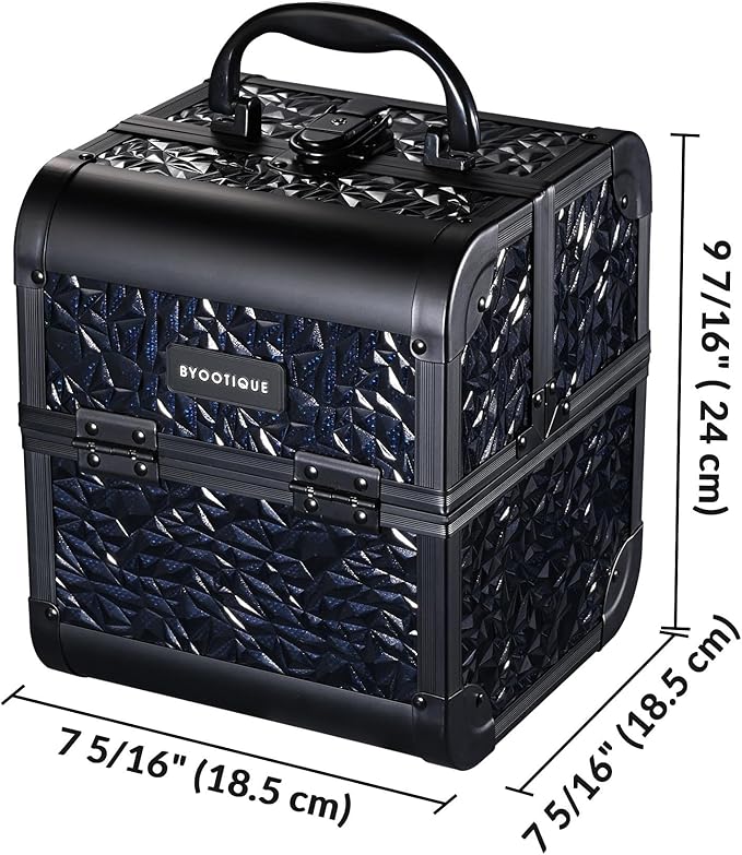 BYOOTIQUE Makeup Train Case Kit with Cube Case Cosmetic Organizer Mermaid Black