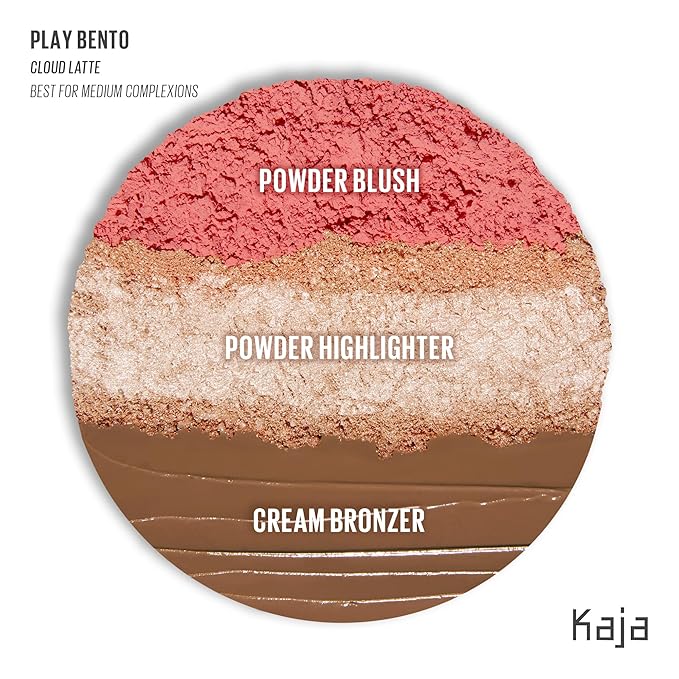 Kaja 3-in-1 Blendable Sculpting Trio - Play Bento | with Mango Seed Butter, Cream Bronzer, Powder Blush, and Highlighter, 02 Cloud Latte