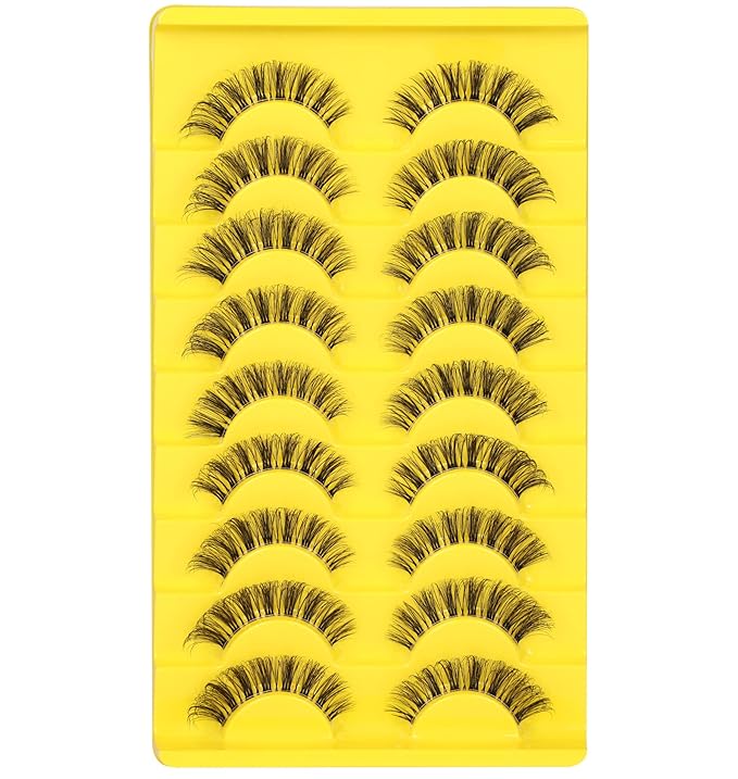 Russian Strip Lashes D Curl zanlufly Fluffy Wispy Clear Band False Eyelashes Cat Eye 6D Lashes Pack