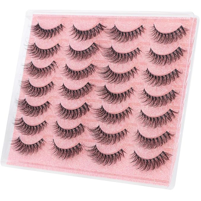Kiromiro Lashes Wispy False Eyelashes Natural Look 14mm Clear Band Lashes Faux Mink Lashes Cat Eye Short Natural Fake Lashes Pack 14 Pairs