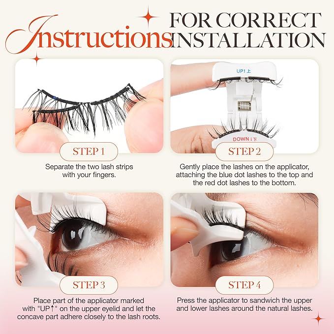 LASHVIEW Upgrade Magnetic Eyelashes with Applicator,Reusable Soft Natural Look, No Glue Needed Magnetic Eyelashes Lashes Kit,Easy to Wear and Remove A14