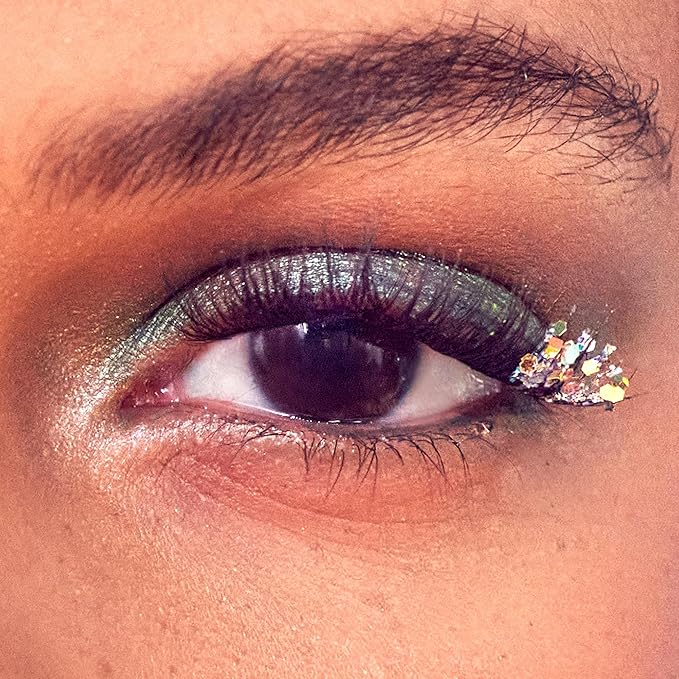 imPRESS X WICKED: FOR GOOD Press On Self Adhesive Eyelashes, ‘Tap to Bubble’, 8mm-10mm Natural Volume Press On Lashes, Multicolored Glitter, 12 Lash Clusters & Non-Stick Mini Applicator
