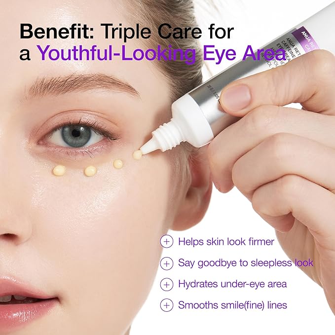 ANUA Retinol 0.1 Caffeine Revitalizing Eye Cream, Under Eye Cream For Hydration, Glow Up Eye Contour, Niacinamide, Retinol For Face, Night Cream For Eye Care, Korean Skin Care (30g/1.05oz)